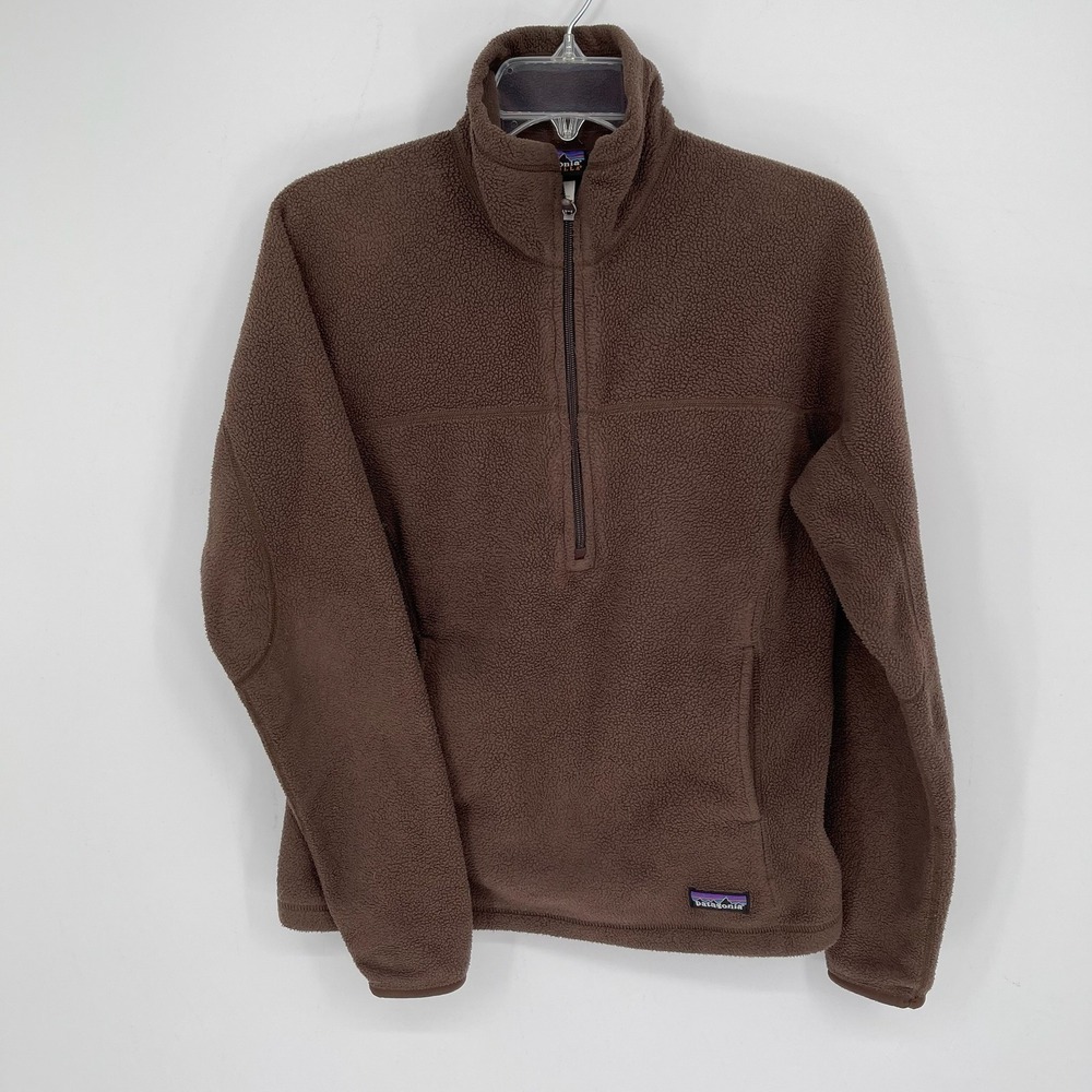 Patagonia Women's Brown Synchilla Fleece Quarter Zip Pullover Size Medium
